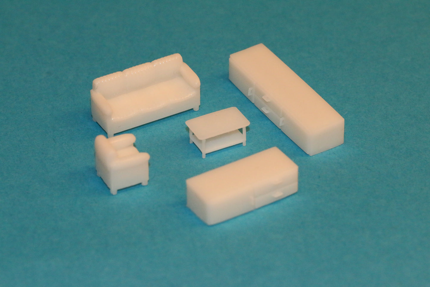 Packungsinhalt des Dorr Modellbau Wohnzimmer-Sets