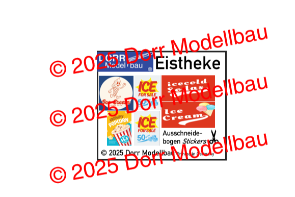 Eistheke von DorrModellbau - verschiedene Decals als Nassschiebebilder liegen bei.