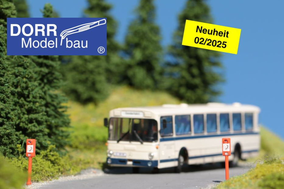 Neuheit 02 / 2025 von DorrModellbau: Die orangenen Notrufsäulen im Maßstab H0 1:87